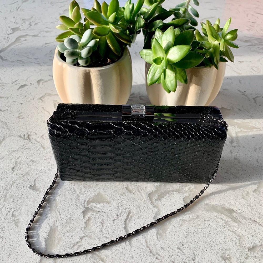 Vintage Jessica McClintock Faux Snakeskin Clutch